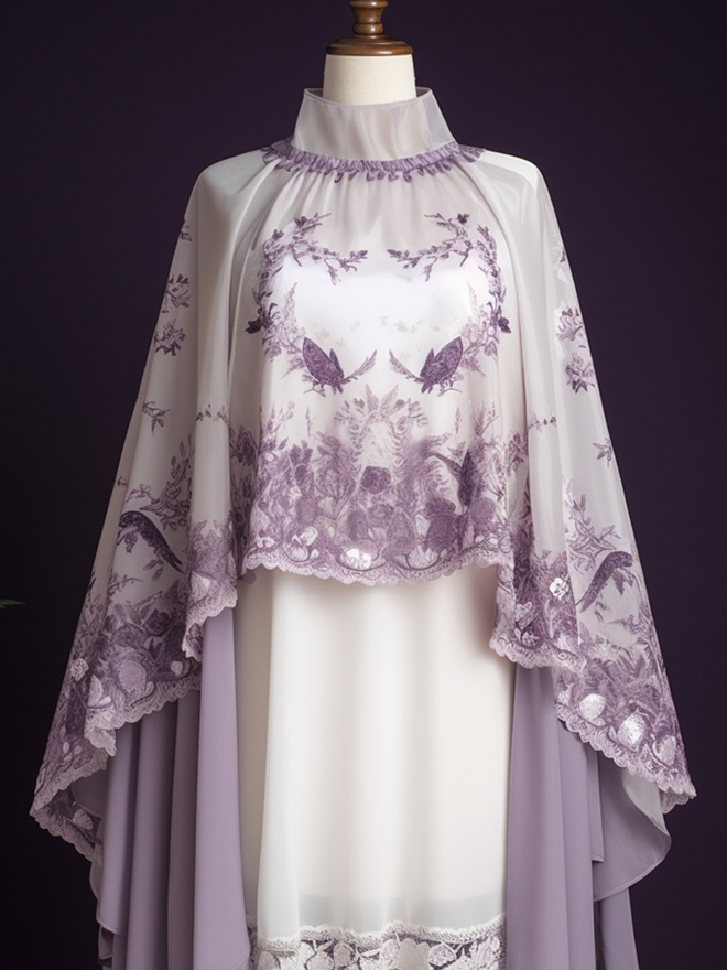 Embroidered Cape Dress Details-Brellixandrow